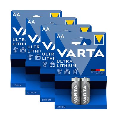 4x Varta ULTRA Lithium Batterien AA Mignon 1,5V Mignon 6106 LR6 2er Blister LR06