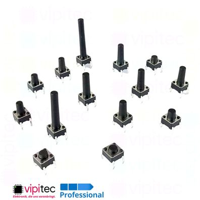 6x6 mm THT Mikrotaster SPST-NO 12V 50mA Microschalter Mini Taster Drucktaster