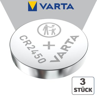 3x Varta CR2450 CR 2450 3 V Lithium Industrieware Bulk Batterie Knopfzelle