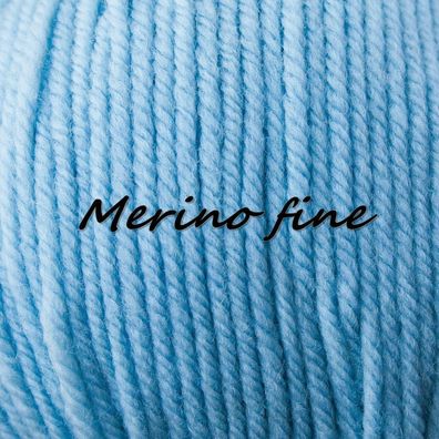 50 g Merino fine 100% Merinowolle von Rellana Lauflänge125m Nr 211 hellblau