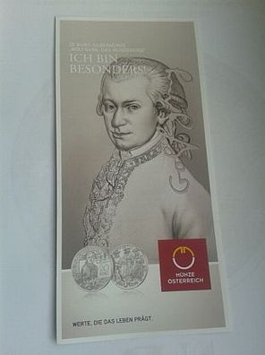 Folder 20 euro 2015 Silber Österreich Wolgang das Wunderkind Amadeus Mozart
