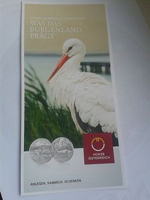 Folder 10 euro 2015 Silber Österreich Burgenland Storch