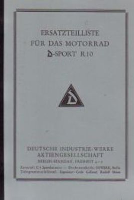 Ersatzteilliste D-Rad Sport R10, Motorrad 1931