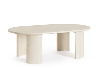 Beistelltisch Orlando 130x80x45cm Mangoholz Tischplatte und Halbrunde Beine Oval