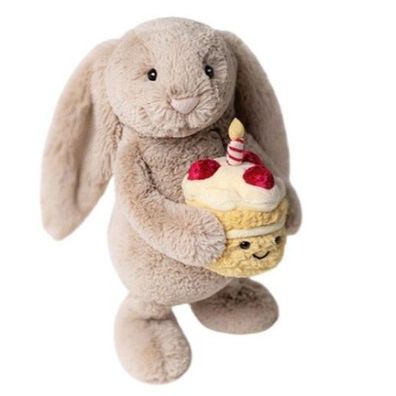 Jelly Cat Bashful Beige Bunny Birthday Bunny Stuffed Animal
