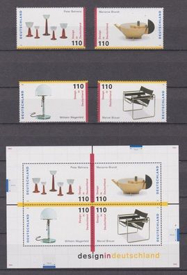 BRD 1998 postfrisch Michel-Nr. 2001-2004 + Block 45 Design in Deutschland