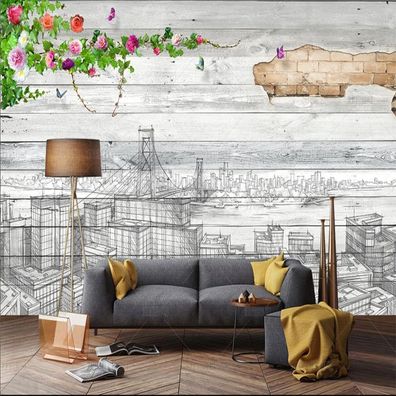 Vlies Fototapete Wandtapete Wandbilder Handgemaltes Wandbild im Retro 4261