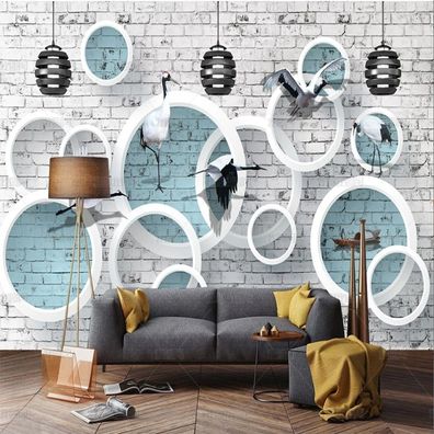 Vlies Fototapete Wandtapete Wandbilder Modernes 3D mit weißen Kranichen 4263