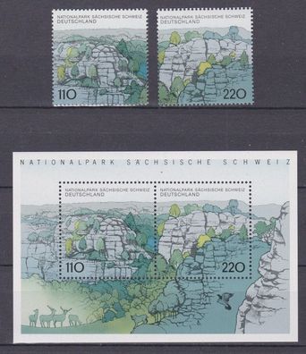 BRD 1998 postfrisch MiNr. 1997-1998 + Block 44 Deutsche National- und Naturparks