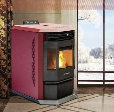 Schenger Pelletofen HLP3602 9,3kW | EEK A++ , WiFi, Timer, BImSchV 2, Rot