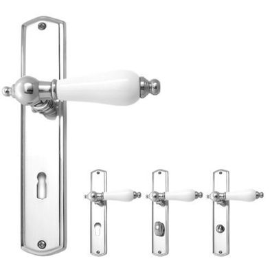 Ghidini R039 Oscar chrom weiß BB/PZ/WC Griff Türdrücker Langschild Türbeschlag