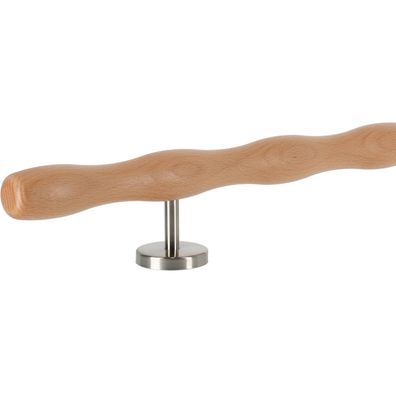 Holz Handlauf Buche wellenförmig Ø 42 mm gerade Edelstahl Handlaufhalter - Turnsta
