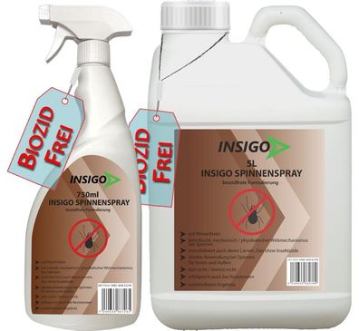INSIGO 5L + 750ml Anti Spinnenspray Mittel Schutz Abwehr vertreiben gegen Spinnen ex