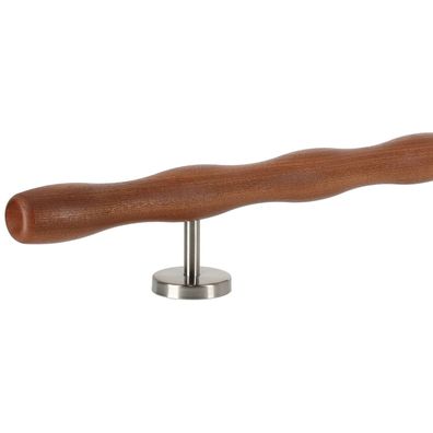 Holz Handlauf Mahagoni wellenförmig Ø 42 mm gerade Edelstahl Handlaufhalter