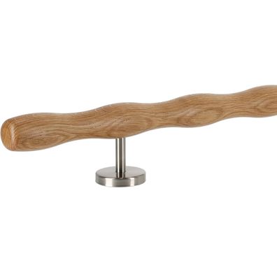 Holz Handlauf Eiche wellenförmig Ø 42 mm gerade Edelstahl Handlaufhalter - Turnsta