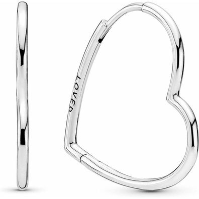 Pandora Jewelry Mod. Asymmetrical HEART HOOP Earrings