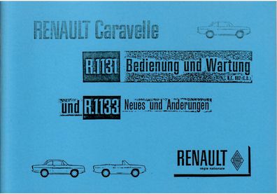 Bedienungsanleitung Renault Caravelle, 1131 und R1133 Coupe und Cabriolet