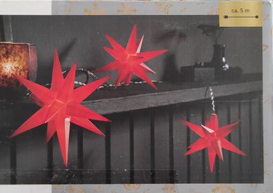 Livarno Home Lichterkette aus 3D-Leuchtsternen LED rot mit Timer