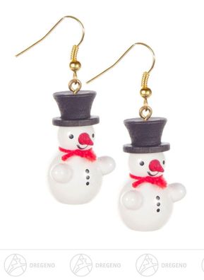 Ohrhänger "Schneemann" m. schwarzem Zylinder im Schmucketui blei- und nickelfrei