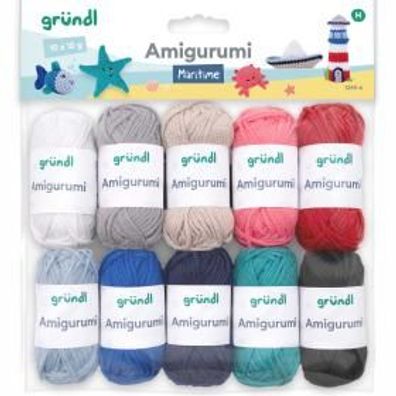 Gründl Amigurumi Set "Maritime" kleine 10x10g Miniknäule Häkeln 100% Baumwolle