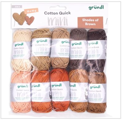 Gründl Amigurumi Set "Brown" kleine 10x15g Knäule Häkeln 100% Baumwolle