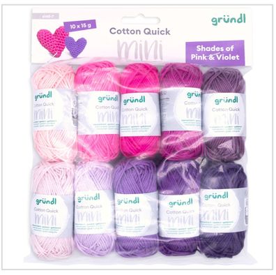 Gründl Amigurumi Set "Pink&Violett" kleine 10x15g Knäule Häkeln 100% Baumwolle