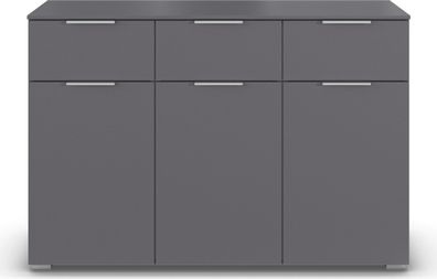 rauch Alabama Kommode, 3-türig, 3 Schubladen, Farbe Grau metallic, Breite 120cm