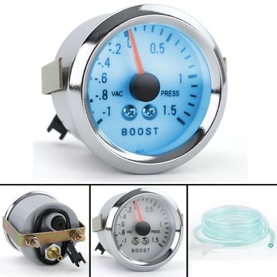 Ladedruck Anzeige Zusatz Einbau Instrument 52mm Chrom Plasma Blau beleuchtet