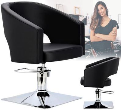 Greta Friseurstuhl mit Chromfußstütze, ergonomisch & stilvoll, schwarz