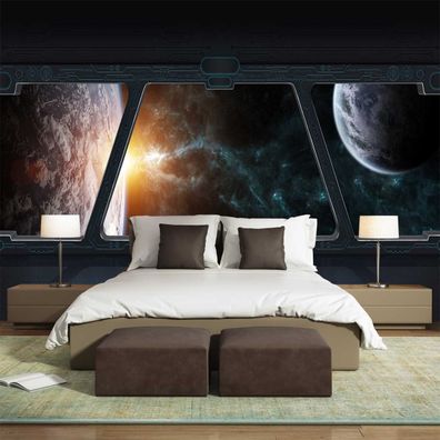 Vlies Fototapete Wandtapete Wandbilder Coole Raumschiff-Bullaugen 4306