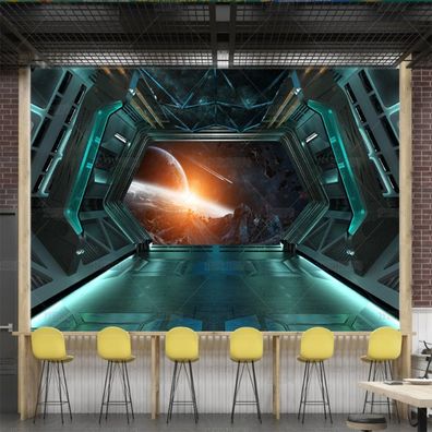 Vlies Fototapete Wandtapete Wandbilder Coole Modern Raumschiff Bullaugen 4307