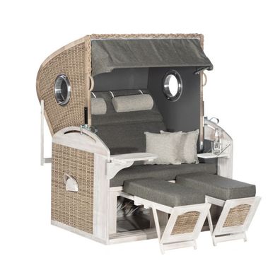 Sonnenpartner Rustikal 305 Z Comfort XL 2-Sitzer Strandkorb Liegemodell vintage-oak