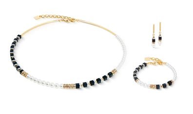 Coeur de Lion Set 4354/50-1300 Precious Fusion Offset black-pearl, Gold plattiert