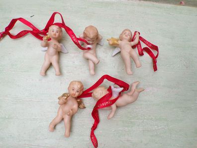 5 Hutschenreuther Putte Engel Wolfgang Stefan Porzellan Christbaumschmuck