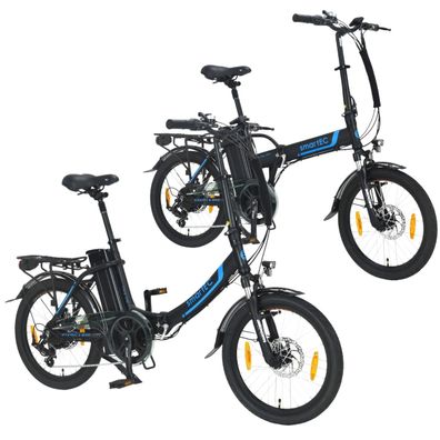 smartEC Paar E-Klapprad Camp-20D & Camp-20H E-Bike 20 Zoll (Schwarz)