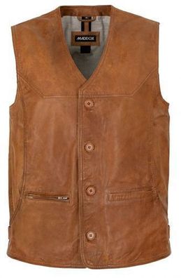 MADDOX - Herren Echtleder Lederweste Lammnappa cognac
