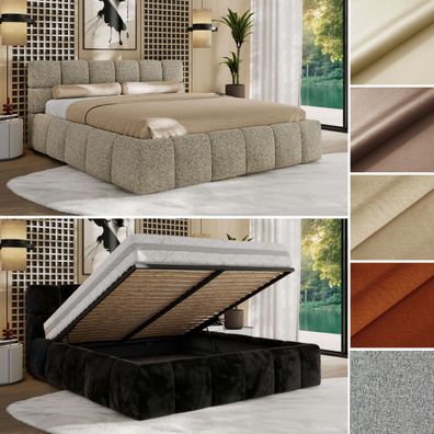 Polsterbett NIRA Classic Doppelbett mit Bettkasten & Lattenrost, ohne/mit Matratze