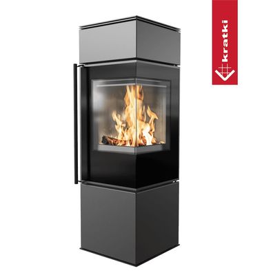 KRATKI REN/S Kaminofen rechts Ø150 mm 7?kW Stahl Schwarz, Modern & Effizient