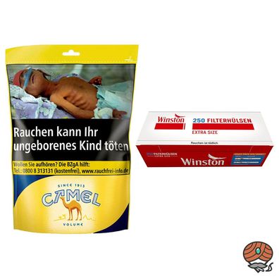 Camel Volumentabak Beutel 91g + 250 Winston Extra Hülsen