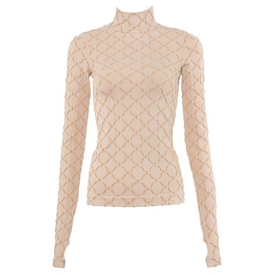 Gatta&Zien Damen-Rollkragen mit Monogramm von Maciej Zien Pullover Poudre, Beige
