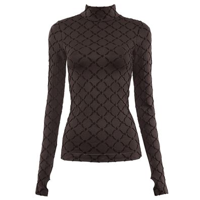 Gatta&Zien Damen-Rollkragen mit Monogramm von Maciej Zien Pullover Mocha, Braun