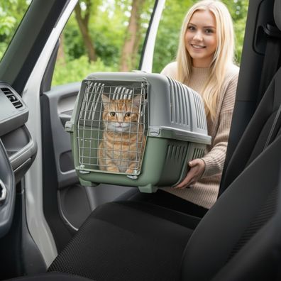 belviona Katzentransportbox aus Kunststoff mit Metalltür und -öffnung, verschieden