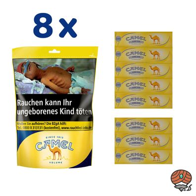 Camel Volumentabak Beutel 8x 96g + 1600 Camel Hülsen