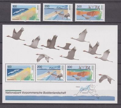 BRD 1996 postfrisch MiNr. 1871-1873 + Block 36 Deutsche National- und Naturparks