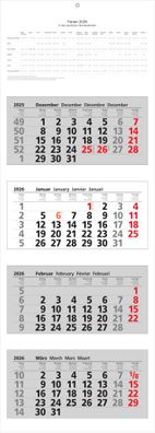 2026 ADINA Viermonatskalender 92x33cm mit Tagesanzeiger in Blockform