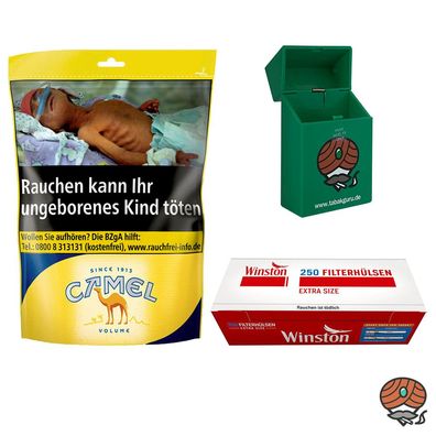 Camel Volumentabak Beutel 91g + 250 Winston Extra Hülsen + Box