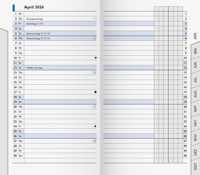 2026 Brunnen Monats-Ersatzkalendarium 753 87×153 mm weiß