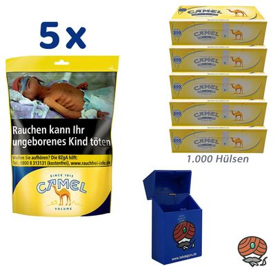 Camel Volumentabak Beutel 5x 96g + 1000 Hülsen + Box