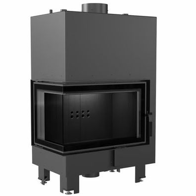 KRATKI MBM 12kW Wasserführender Kamineinsatz Links Ø180mm Schwarz Heizkamin