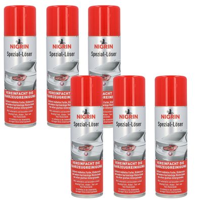 6x Nigrin Spezial-Löser 300ml Kraft-Entferner Löser Harz Teer Farbe Aufkleber